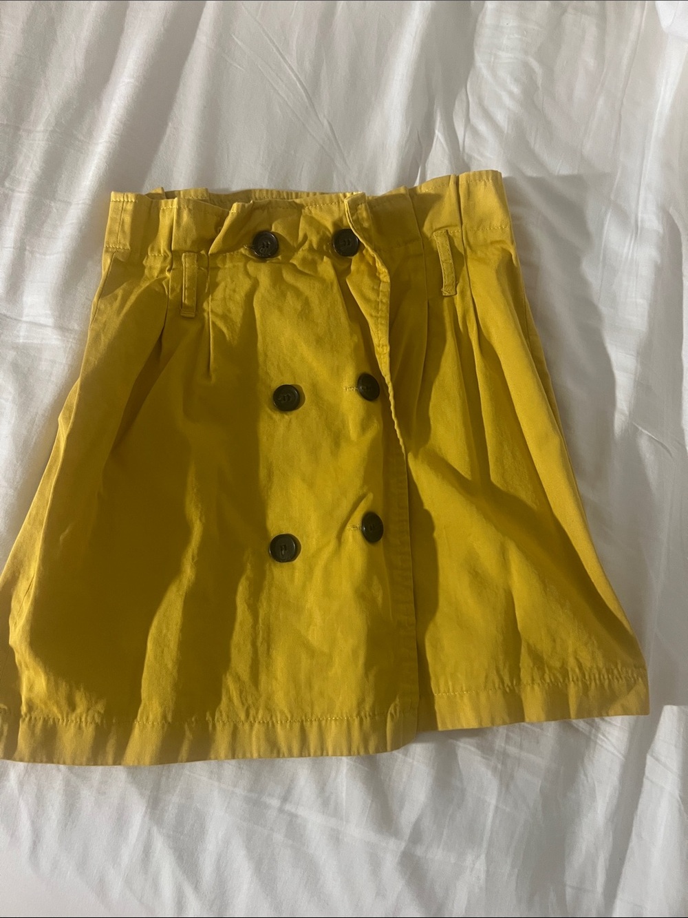 Bershka Mustard Yellow Double-Breasted Mini Skirt
